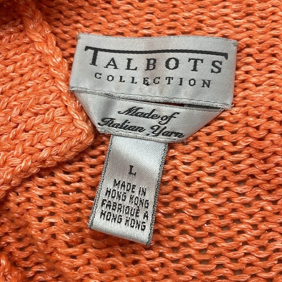 Talbots Collection Women Sweater Knit Cardigan Long Sleeve Orange Size L Button - Picture 5 of 9